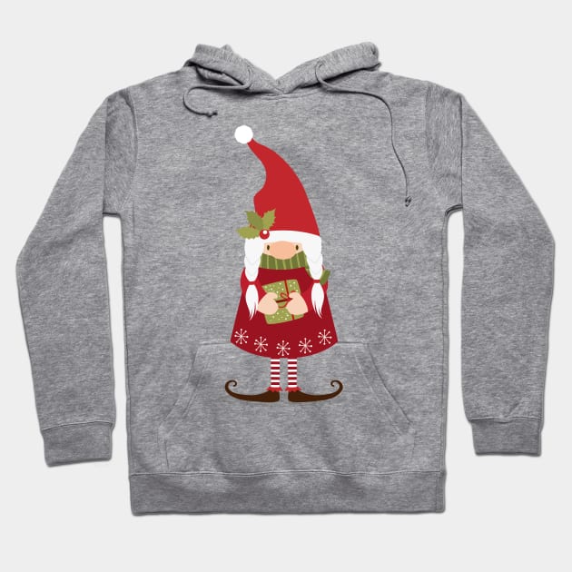 Mrs Gnome With Gift Hoodie by JunkyDotCom